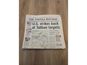 Los Angeles Times and Arizona Republic "U.S. Launches Attack" 10/8/2001